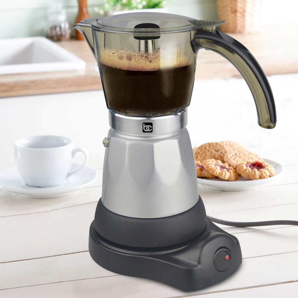 
                  
                    Bene Casa Silver Electric Espresso Maker/Cafetera, 3-6 cups/shots
                  
                