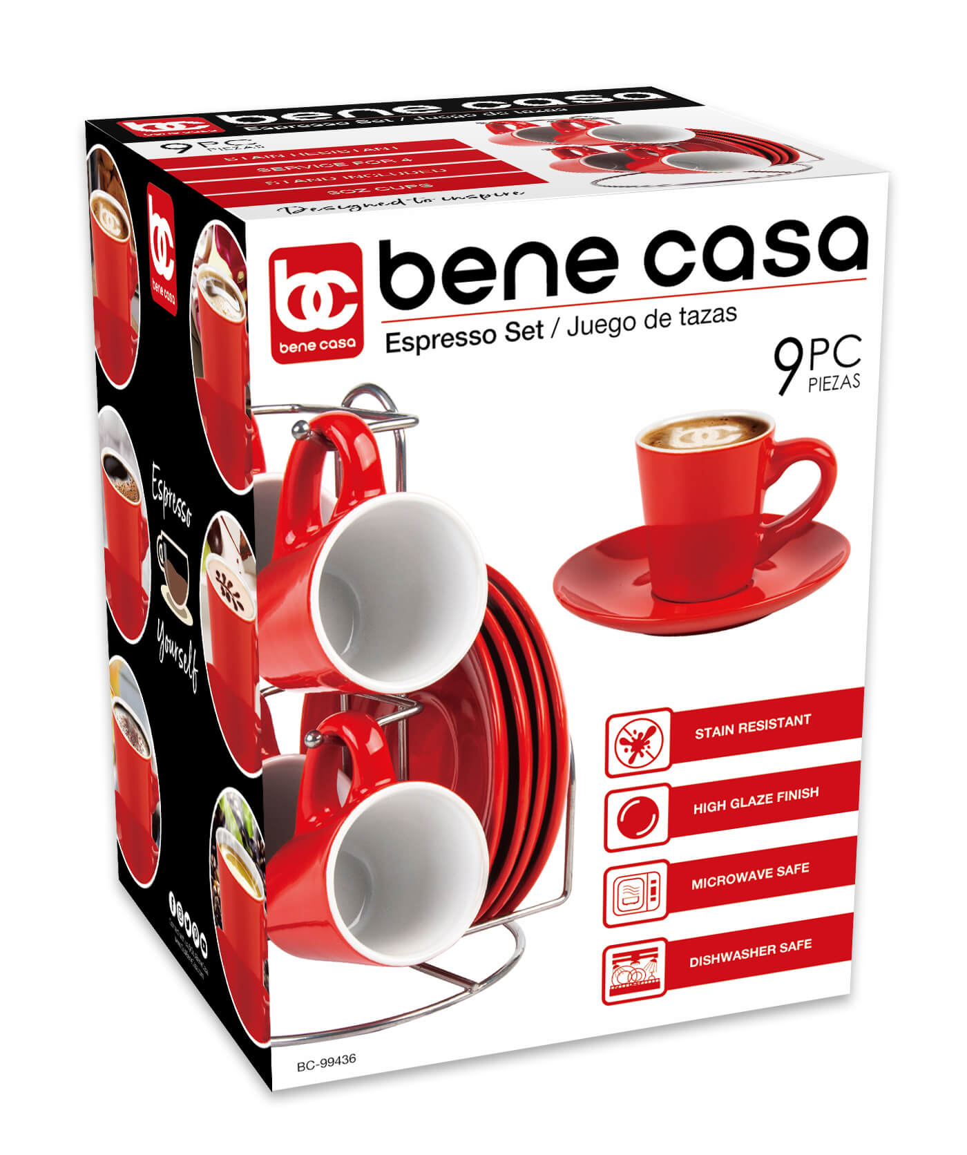 
                  
                    Bene Casa 9-Piece Espresso Demitasse Cup and Saucer Set with Stand (3 colors)
                  
                