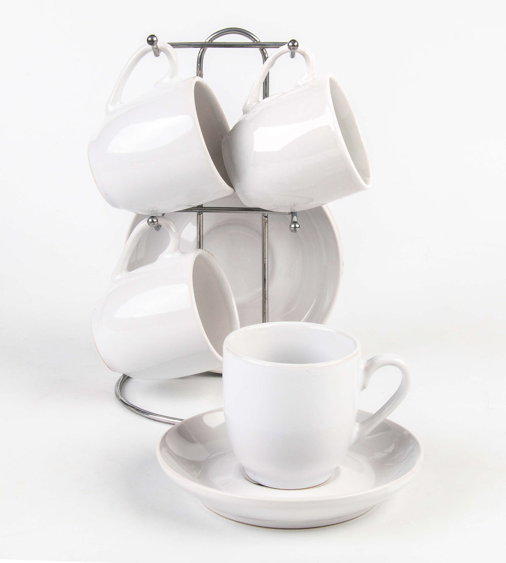 Bene Casa 9-Piece Espresso Demitasse Cup and Saucer Set with Stand (3 colors)