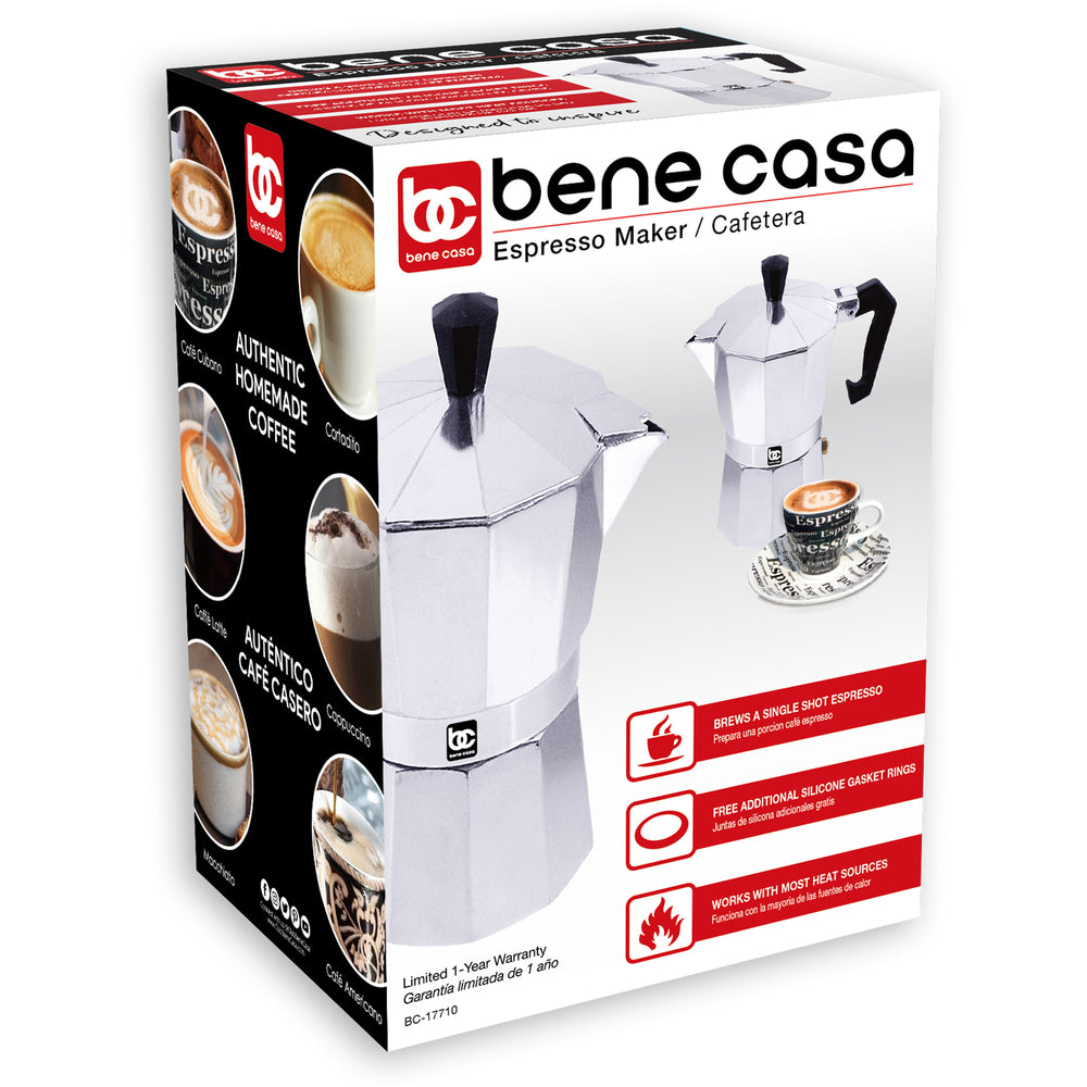 
                  
                    Bene Casa aluminum, stovetop, espresso maker w/ side pour spout
                  
                