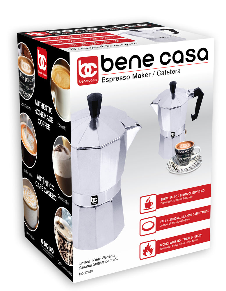 
                  
                    Bene Casa aluminum, stovetop, espresso maker w/ side pour spout
                  
                