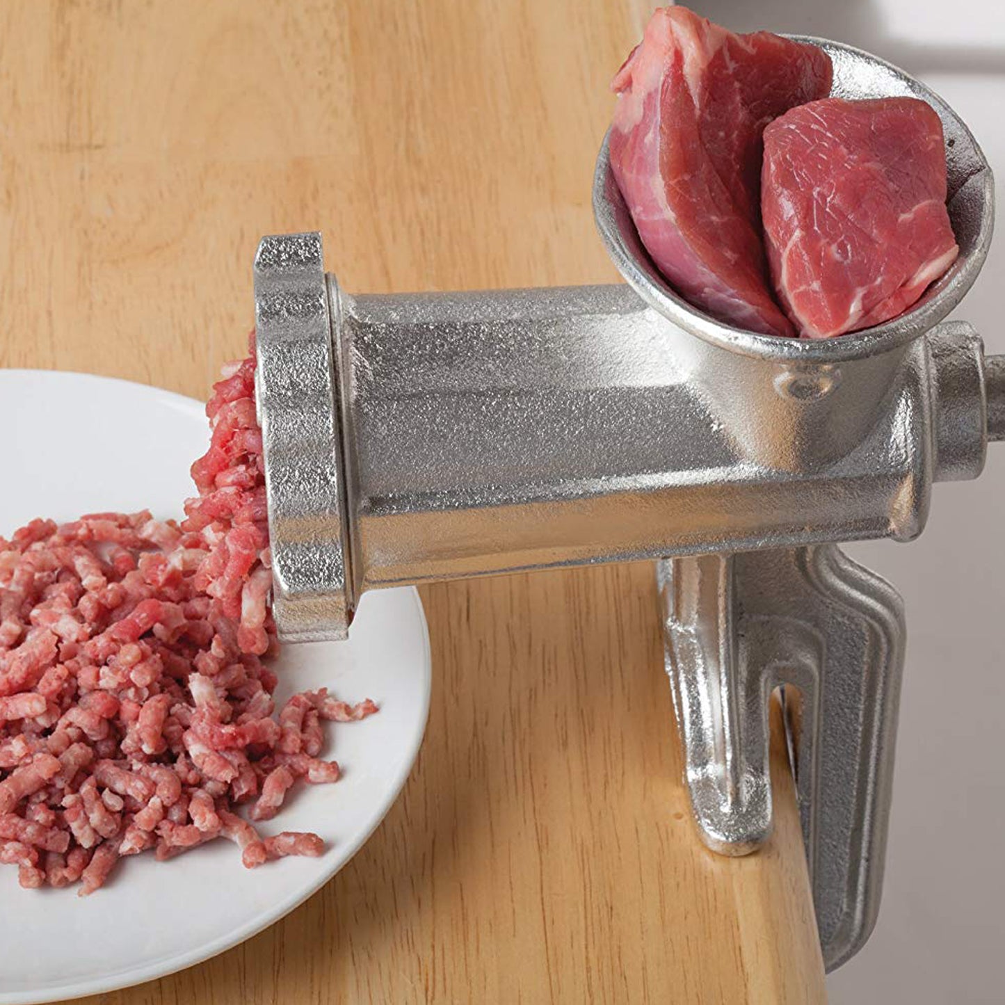 
                  
                    Bene Casa #8 Manual Meat Grinder, Cast Iron, Built-in Clamp w/ Wooden Handle
                  
                