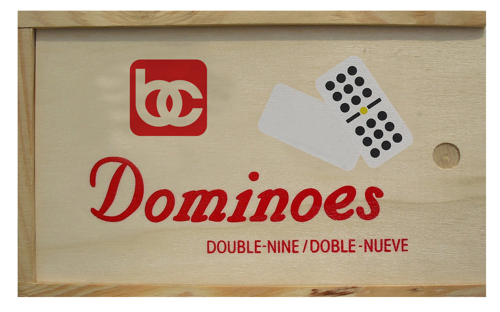 
                  
                    Bene Casa handcrafted double 9, 55-tile domino set, wooden sliding lid box
                  
                