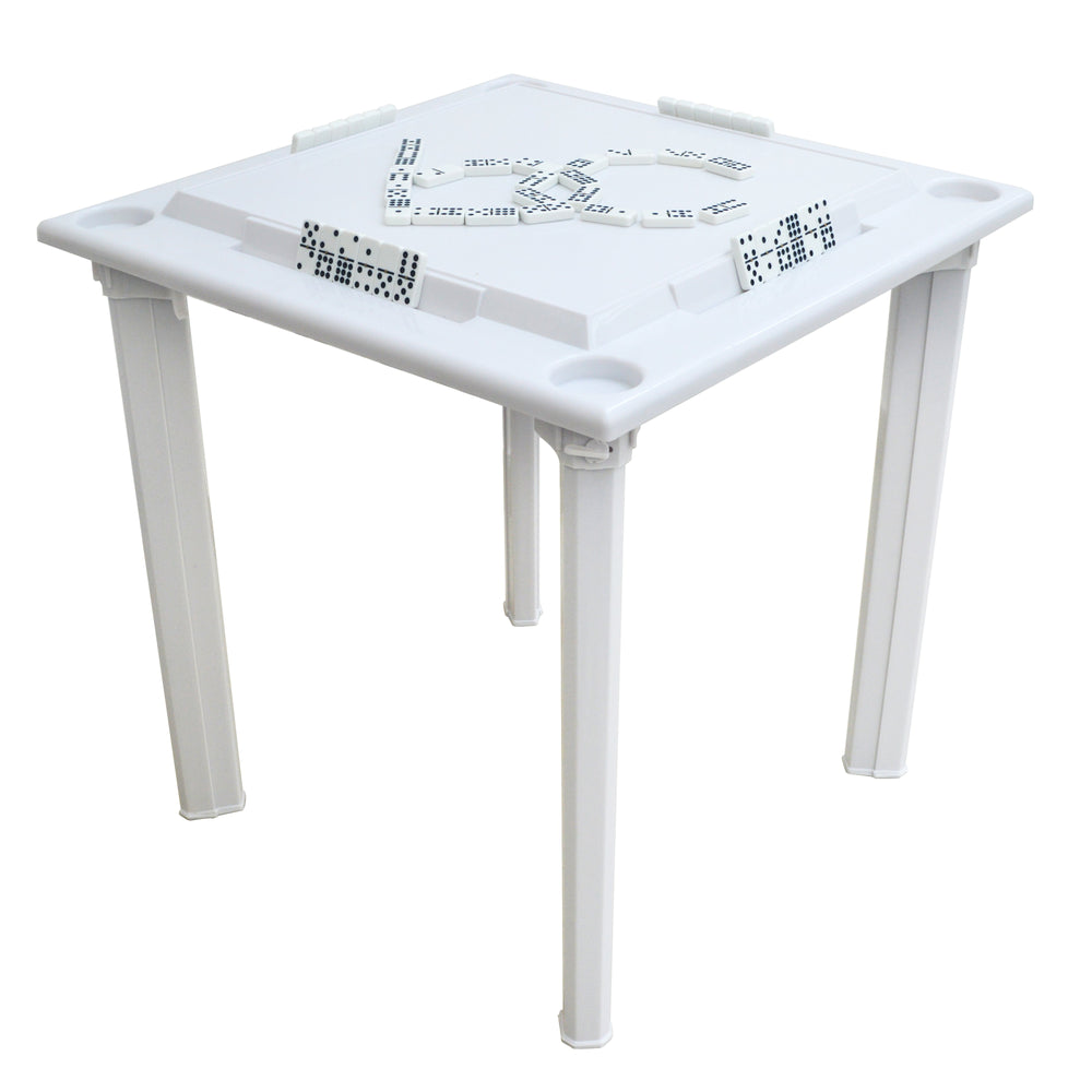 Bene Casa water proof plastic game table w/ tile rack, removable legs, White