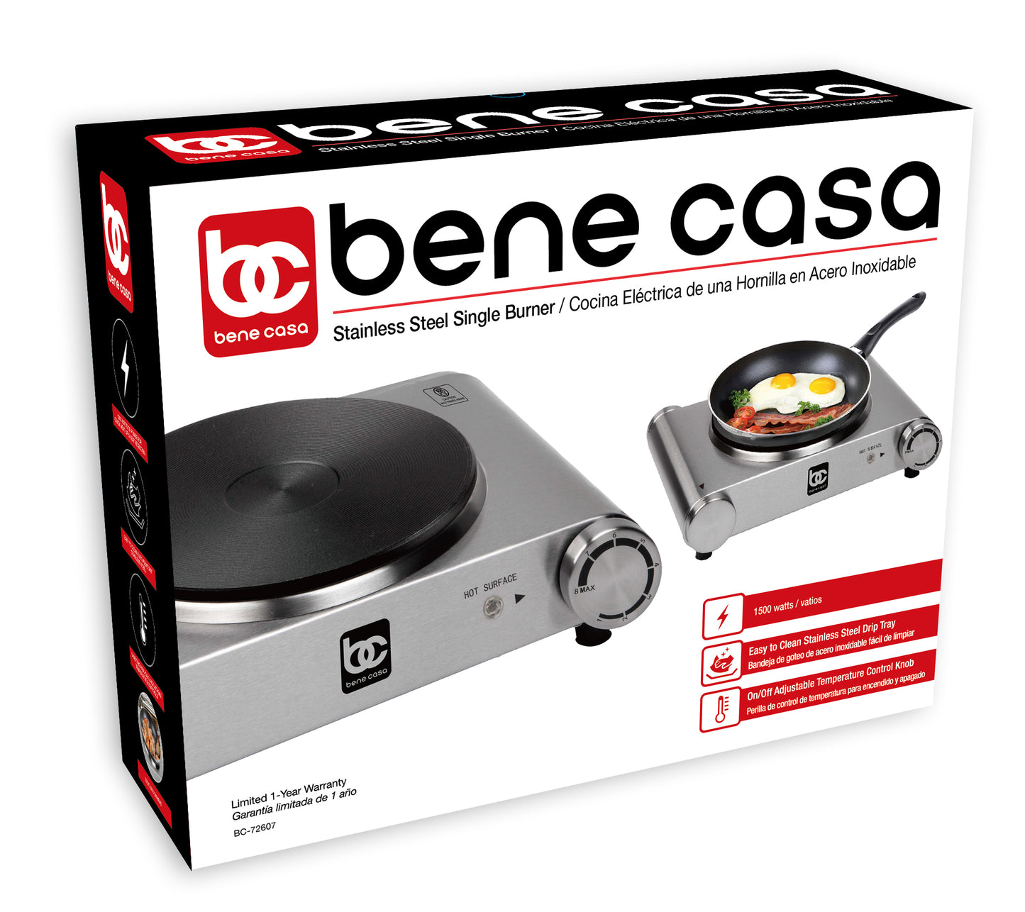 
                  
                    Bene Casa 1500-watt Burner with Stainless-Steel Base, Cast Iron Heat Surface
                  
                