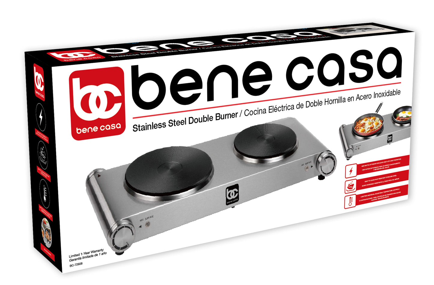 
                  
                    Bene Casa 1500-watt Burner with Stainless-Steel Base, Cast Iron Heat Surface
                  
                