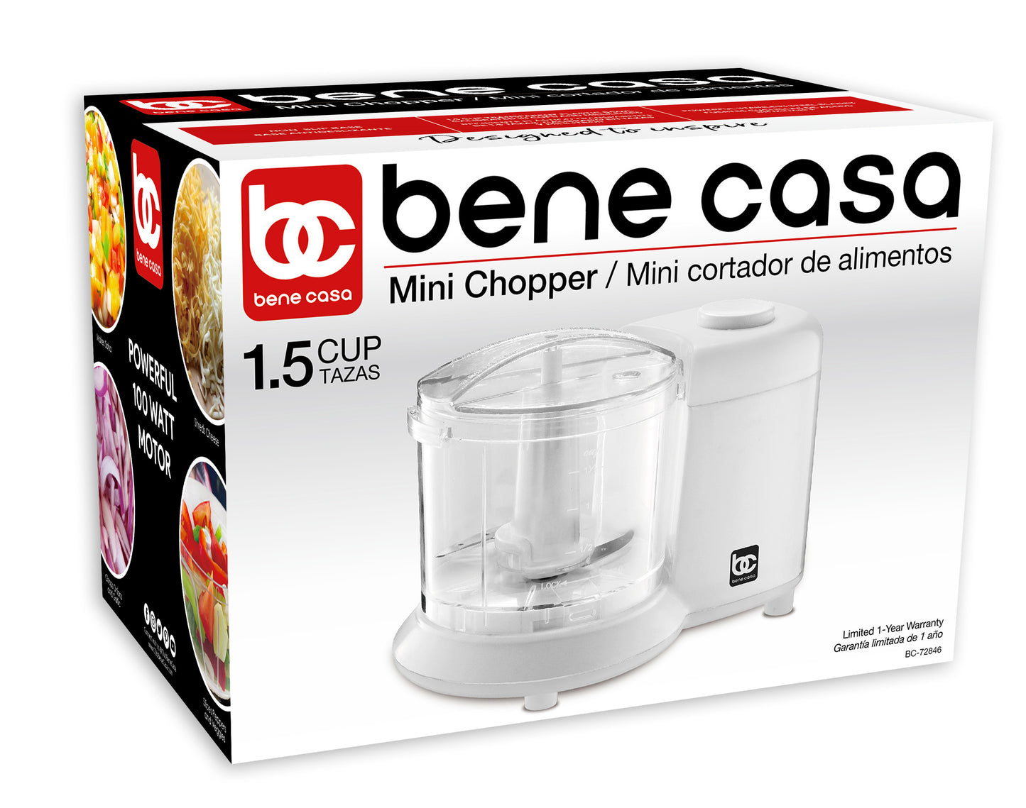 
                  
                    Bene Casa Mini Chopper, stainless-steel blade, pulse control, mincer, dicer - (3 colors)
                  
                